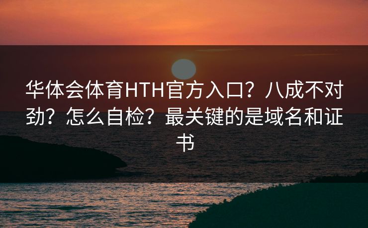 华体会体育HTH官方入口？八成不对劲？怎么自检？最关键的是域名和证书