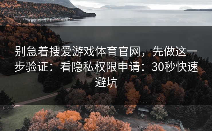别急着搜爱游戏体育官网，先做这一步验证：看隐私权限申请：30秒快速避坑